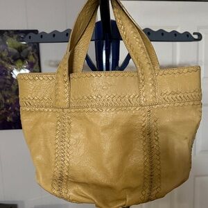 Yellow Leather Tote Bag